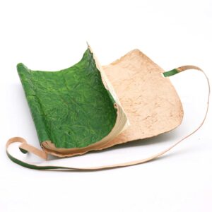 Skórzany Zwinięty Notes Podróżny – 96 stron – Zielony 21×15 cm