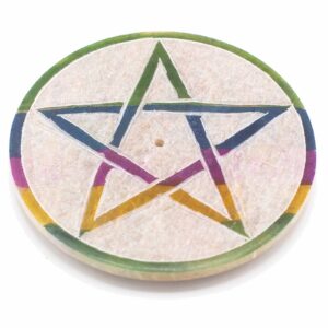 Dysk z Kamienia Mydlanego na Kadzidła 8 cm – Pentagram