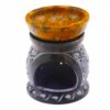 Kominek z kamienia mydlanego 10 cm – Kwiat Mandali – Czarny i Żółty - obrazek 3