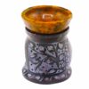 Kominek z kamienia mydlanego 10 cm – Kwiat Mandali – Czarny i Żółty - obrazek 4
