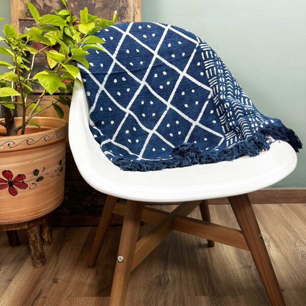 Ręcznie Wykonywany Indigo Pled – 170x120 cm – Północne Heerak
