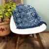 Ręcznie Wykonywany Indigo Pled – 170x120 cm – Pasy Desi
