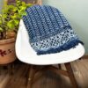 Ręcznie Wykonywany Indigo Pled – 170x120 cm – Proste Strzały