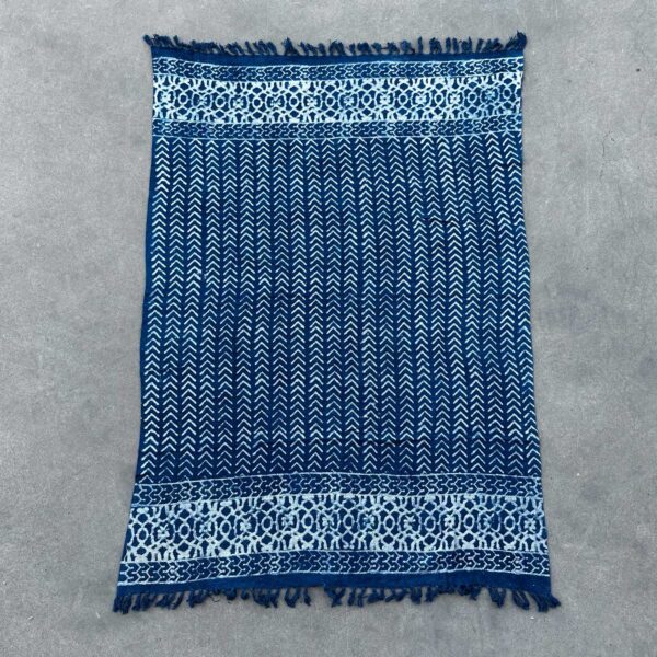 Ręcznie Wykonywany Indigo Pled – 170x120 cm – Proste Strzały - obrazek 4