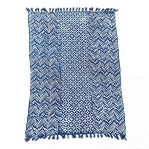 Ręcznie Wykonywany Indigo Pled – 170×120 cm – Fale Namoona