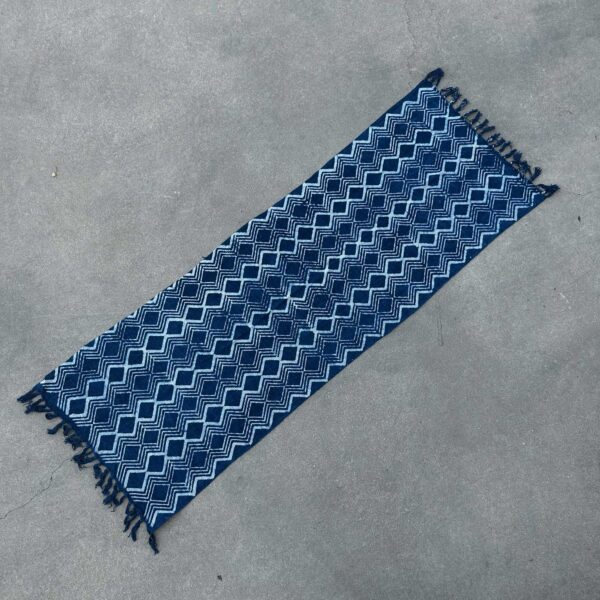 Ręcznie Wykonywany Indigo Bieżnik – 170x60 cm – Wzór Heerak - obrazek 4