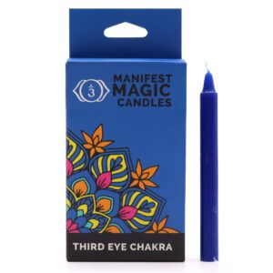Świece Manifestacji Magii (zestaw 12) - Ciemnoniebieskie - Czakra Trzeciego Oka