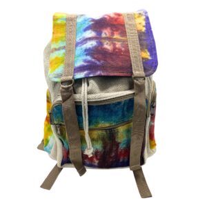 Duży Kwadratowy Plecak z Konopi - Tiedye
