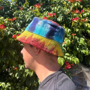 Łatany Kapelusz Festiwalowy z Konopi i Bawełny – Tiedye