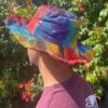 Łatany i Usztywniany Kapelusz Festiwalowy z Konopi i Bawełny - Tiedye - obrazek 2
