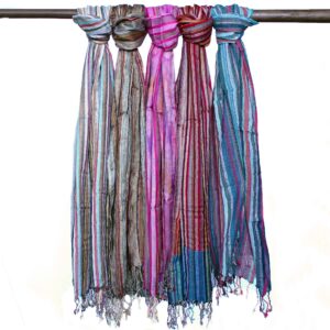 Indyjskie Szale Boho - 50x180cm - Losowe Odcienie Błękitu