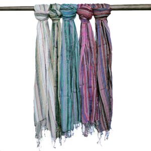 Indyjskie Szale Boho - 50x180cm - Losowe Kolory ze Złotą Nitką