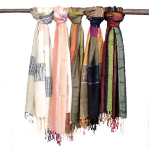Duże Indyjskie Szale Boho - 75x180cm - Losowe Odcienie Zieleni