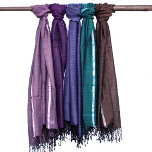 Duże Indyjskie Szale Boho - 75x180cm - Losowe Kolory ze Złotą Nitką