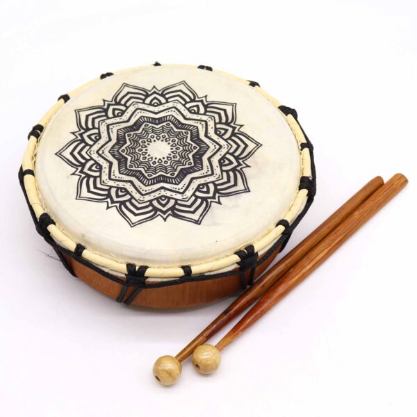 Szamański Bęben Mandala z Pałeczkami - 20 cm - obrazek 2