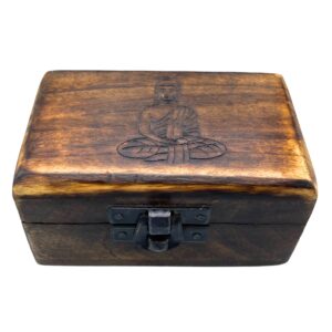 Drewniane Pudełko na Tabletki 9x5x4 cm - Rzeźbione Wzory