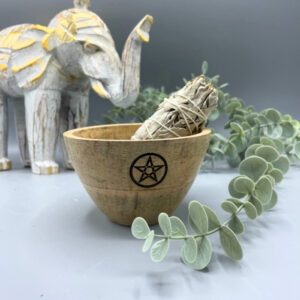 Drewniana Misa do Okadzania i Ofiar – Pentagram – 12x7 cm