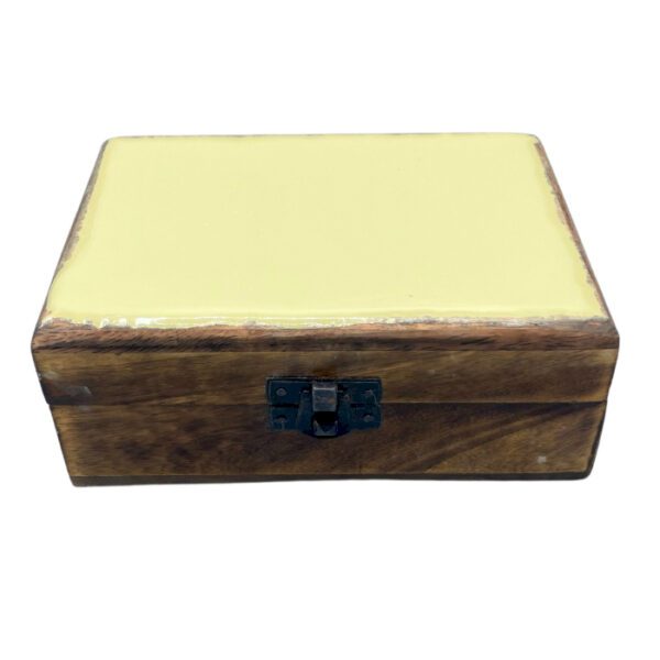 Średnie Drewniane Pudełko z Ceramicznym Szkliwem 15x10x6 cm - Betonowe