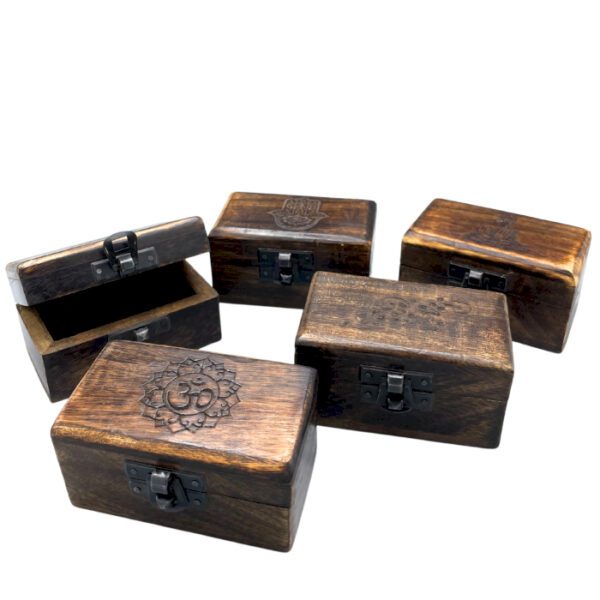 Drewniane Pudełko na Tabletki 9x5x4 cm - Rzeźbione Wzory - obrazek 2