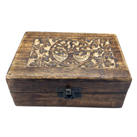 Średnie Drewniane Pudełko Pamiątkowe 15x10x6 cm - Drzewo Życia