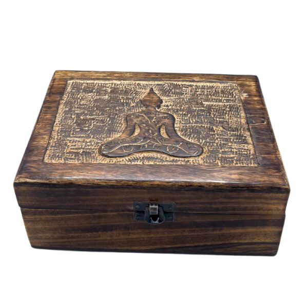 Duże Drewniane Pudełko Pamiątkowe 20x15x7,5 cm - Budda