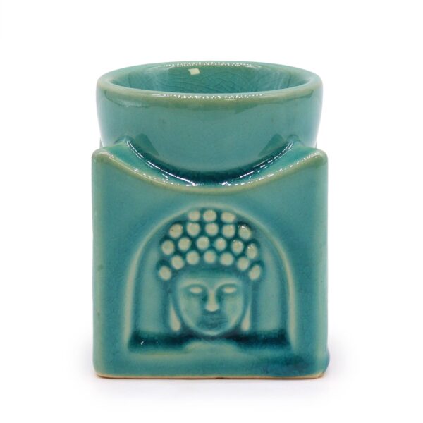 Kwadratowy Kominek Buddha – Miękka Turkusowa
