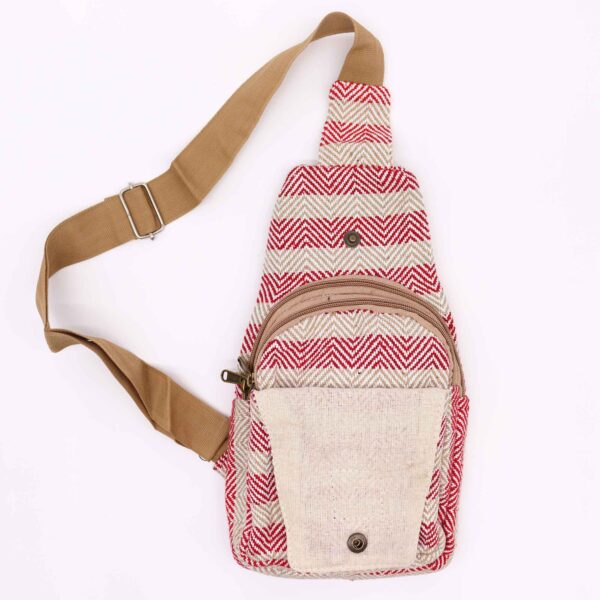 Body Cross Bag Natural Cotton - Tan & Różowa - obrazek 2