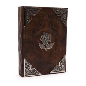 Ciężka Księga Brązowa - Cynkowa Ozdoba Róża - 200 Stron z Deklowanym Brzegiem - 26x18 cm