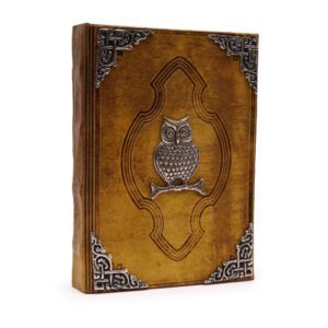 Ciężka Księga Kawowa - Cynkowa Ozdoba Sowa - 200 Stron z Deklowanym Brzegiem - 26x18 cm