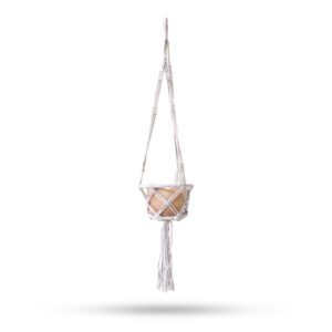 Makramowy Wieszak na Doniczkę z Okręgiem – Naturalny – Okrąg 16 cm