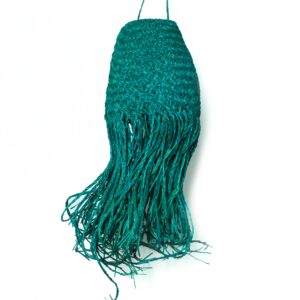 Turkusowy Abażur Pleciony z Doum – 20x15 cm