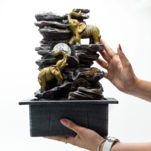 Fontanna Stołowa – 35 cm – Słonie, Kryształowa Kula i Koło Wodne