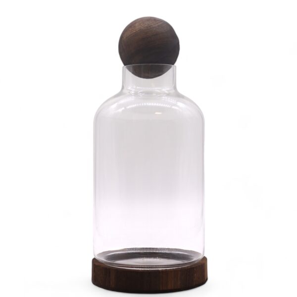 Duże Terrarium z Kulą na Ciemnym Drewnie Tung – 16x32 cm