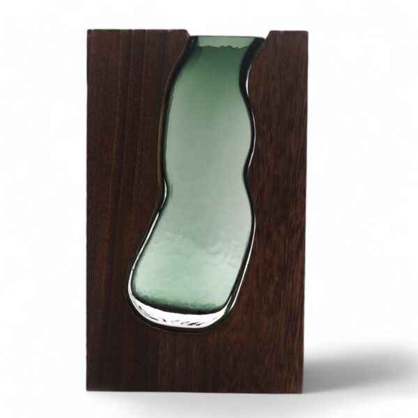 Szklany Wazon / Terrarium w Ciemnym Drewnie Tung – 14,5x5x23 cm - obrazek 3