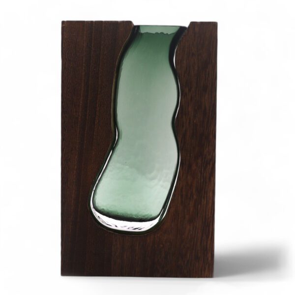 Szklany Wazon / Terrarium w Ciemnym Drewnie Tung – 14,5x5x23 cm - obrazek 4
