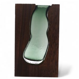 Duży Szklany Wazon / Terrarium w Ciemnym Drewnie Tung – 18x5x32 cm