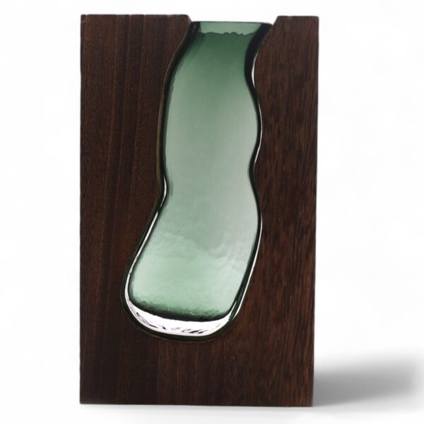 Duży Szklany Wazon / Terrarium w Ciemnym Drewnie Tung – 18x5x32 cm - obrazek 3