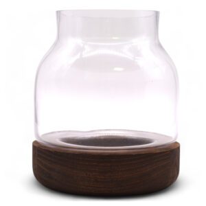 Średnie Terrarium w Kształcie na Ciemnym Drewnie Tung – 16x18 cm