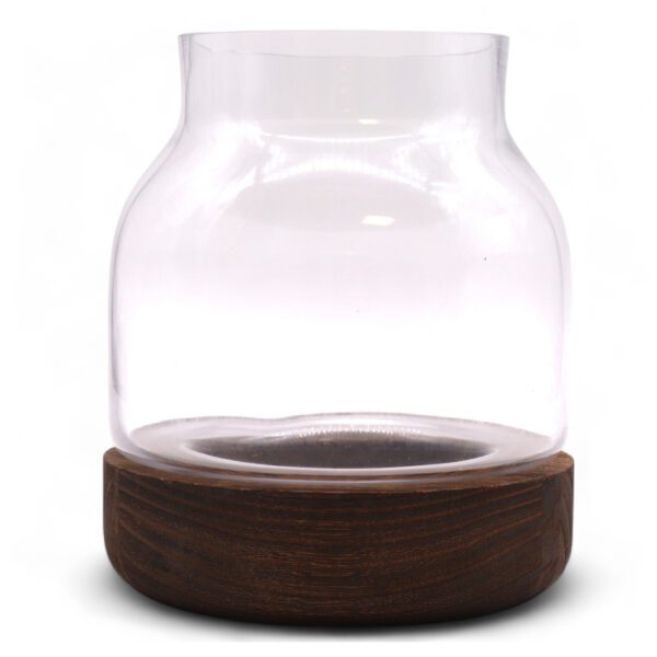 Średnie Terrarium w Kształcie na Ciemnym Drewnie Tung – 16x18 cm