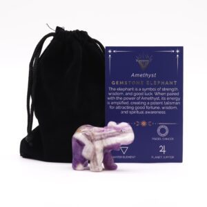 Słoń Szczęścia z Ametystu – 50x35x25 mm
