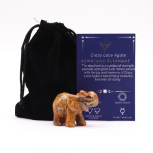Słoń Szczęścia z Agatu Crazy Lace – 50x35x25 mm