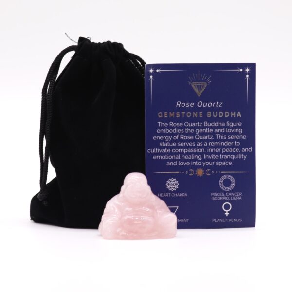 Mały Budda z Kwarcu Różowego – 35x40x23 mm