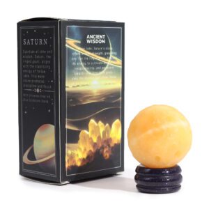 Planeta z Jadeitu Żółtego na Podstawce z Soli Złocistej – 40 mm