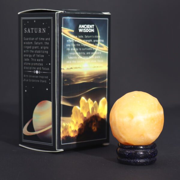 Planeta z Jadeitu Żółtego na Podstawce z Soli Złocistej – 40 mm - obrazek 4