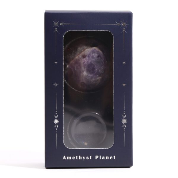Planeta z Ametystu na Podstawce z Soli Złocistej – 40 mm - obrazek 3