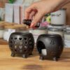 Niski Kominek Ceramiczny – Kolorowe Serca – Matowa Czerń - obrazek 3