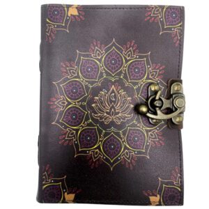 Skórzany Notes Lotus Mandala z Deklowanym Brzegiem 7×5″