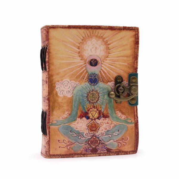 Skórzany Notes "Budda Siedem Czakr" z Deklowanym Brzegiem 7x5"