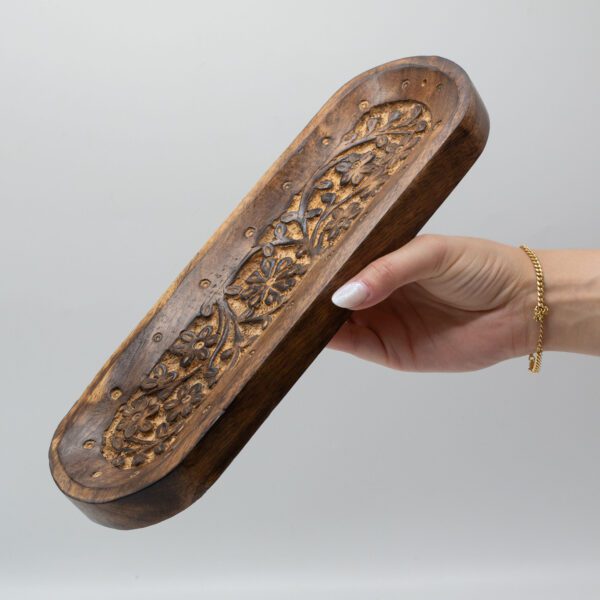 Duża Taca na Kadzidła 30x10 cm – Kwiatowy Wzór - obrazek 3