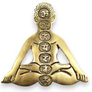 Złota Aluminiowa Podstawka Yoga 7 Czakr 12x12 cm